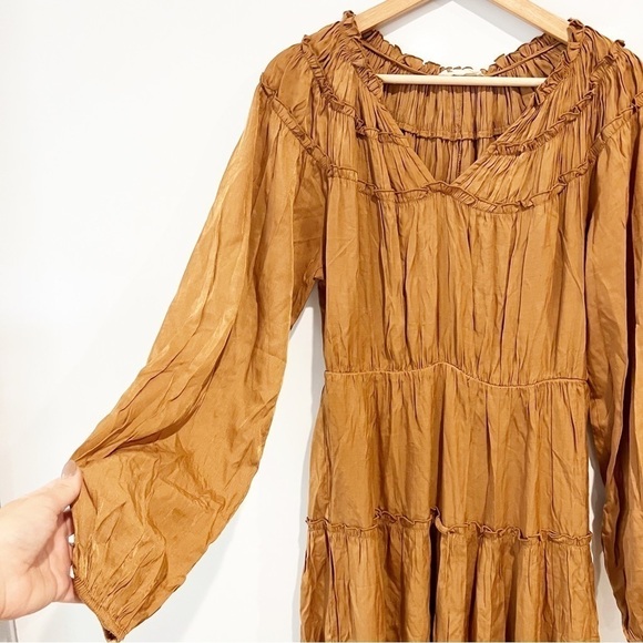 Anthropologie Entro Long-Sleeved Tiered Midi Dress - Picture 6 of 15